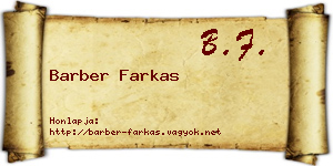 Barber Farkas névjegykártya